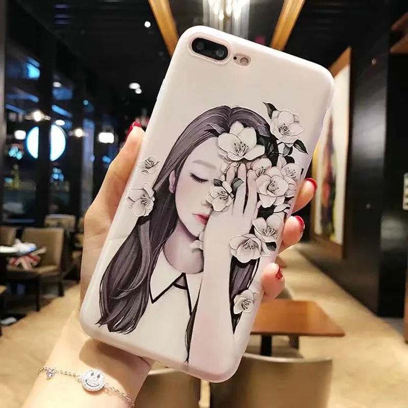 Beatiful Girl Patterned Phone Case for iPhone 7 7 Plus 8 8 Plus tpu Soft Phone Cases For iPhone