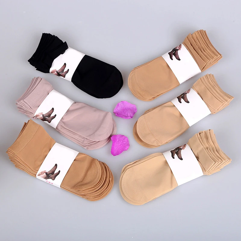 10 пар, женские летние носки, женские эластичные нейлоновые носки и чулочно-носочные изделия, прозрачные шелковые носки