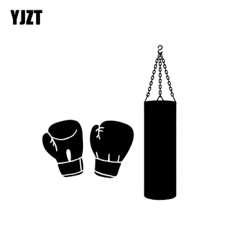 

YJZT 13.3*15.4CM Fashion Boxing Gloves Vinyl Car Stickers Accessories Motorcycle Silhouette C12-0771