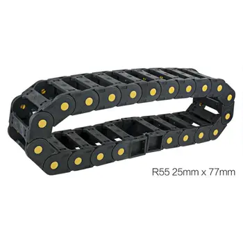 uxcell R55 25mm x 25mm Black Plastic Open Type Cable Wire Carrier Drag Chain 1M Length