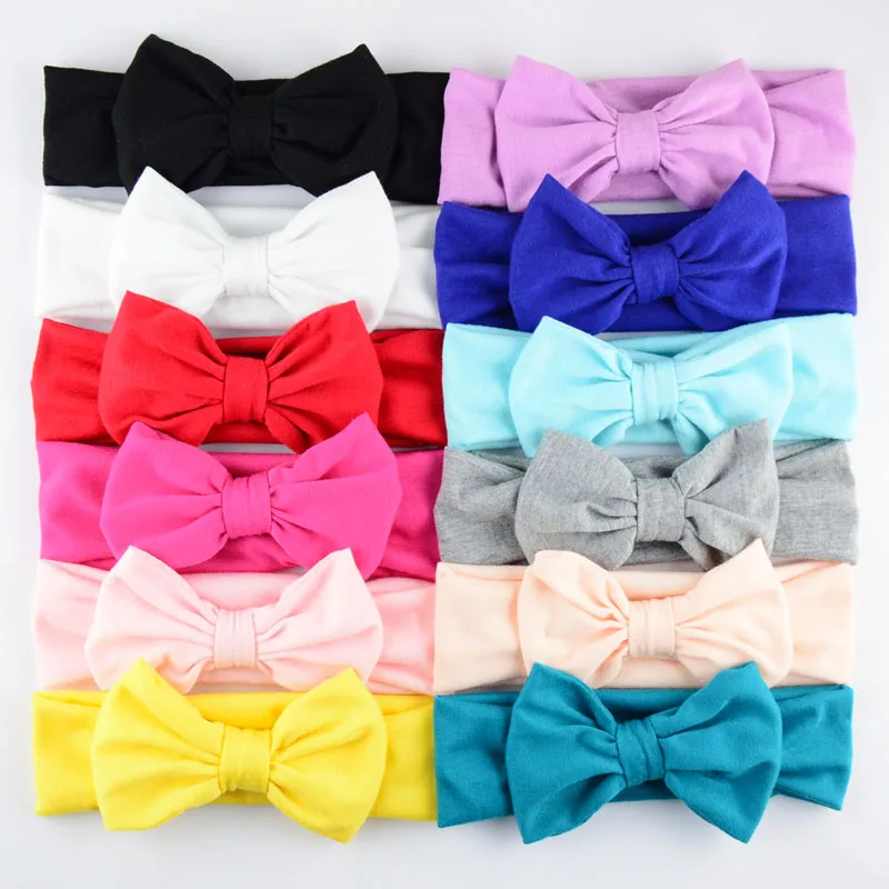 

24pcs/lot High Quality Kids 100% Cotton Headbands With 11CM Bows For Birth Girls Top Quality Headwear FDA07