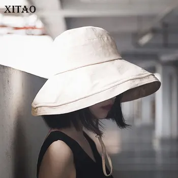 

[XITAO] 2018 Summer New Arrival Women Korea Adult Casual Bucket Hats Female Original Design Solid Color Bucket Hats LJT2994