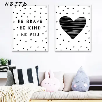 

Black White Heart Nursery Quote Canvas Poster Print Minimalist Wall Art Painting Nordic Kids Decoration Pictures Baby Room Decor