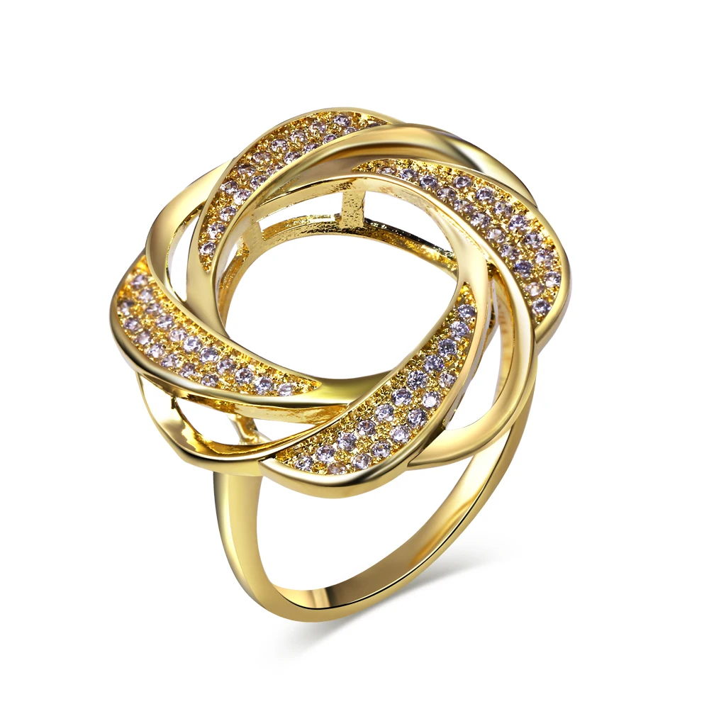 

New Party ring Made With Cubic Zirconia gold color Large rings for women Drop shipping