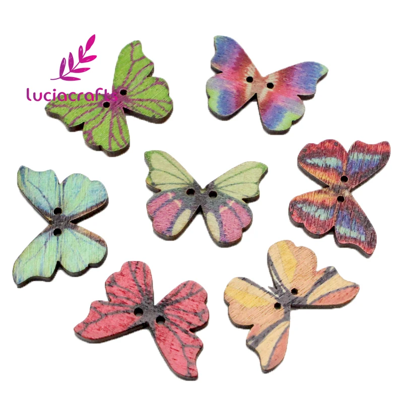Распродажа! Lucia crafts 24 шт./лот смешанные бабочки деревянные пуговицы Швейные