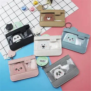 

New Cartoon Bear Coin Purse Splicing Gelatin Card Bag Coin Bag for Student Creative Animal Storage Bag Card Wallet Holder