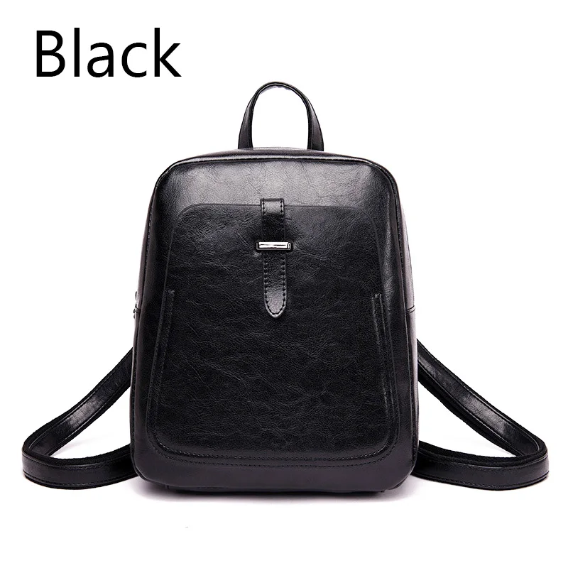 ZMQN рюкзак женский кожаный рюкзак женский рюкзак школьные сумки для девочек-подростков простые винтажные Mochila Feminina Back C120 - Цвет: Black