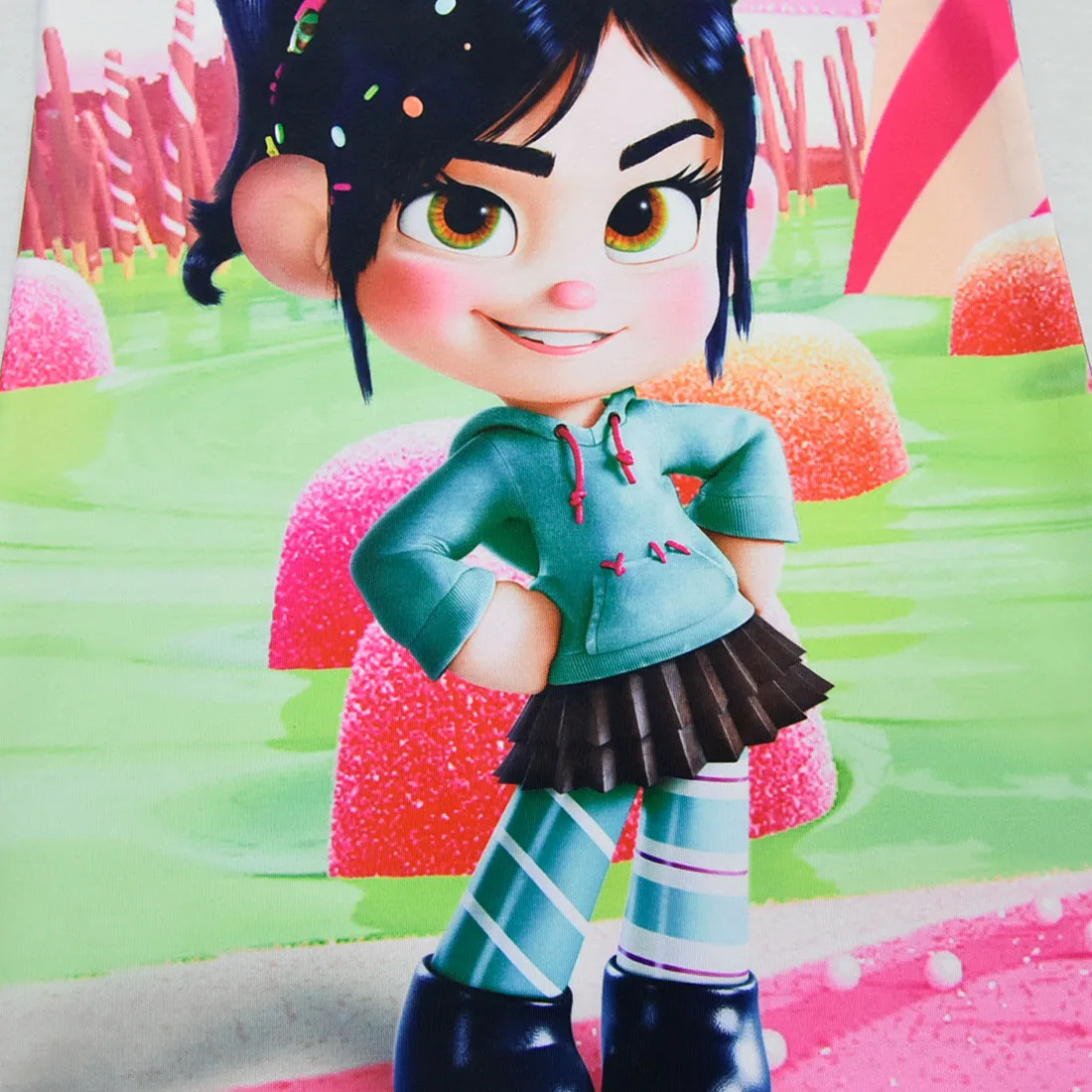 Новая одежда Vanellope Von Schweetz костюм на Хэллоуин Wreck It Ralph2 Ральф ломает интернет одежда для маленьких девочек Детский парик