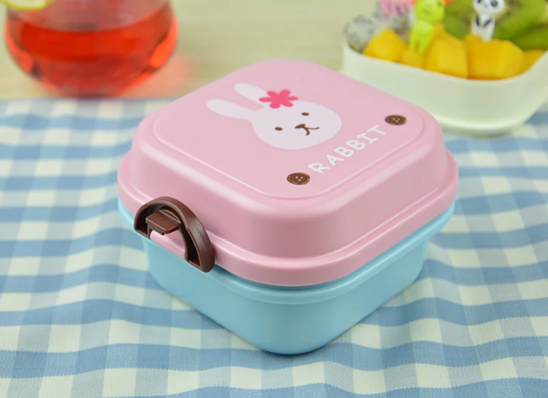MIni 540ml Bento Box For Kids School  Fruit Food Container Storage Boxs Plastic  Double Layer Lunch Box Dinnerware Accessories 12