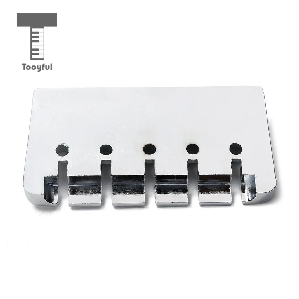 Tooyful Chrome Zinc Alloy L Shape 5 String Bass Bridge with Screws Wrench for Electric Bass Guitar Parts
