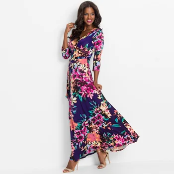 

2019 Summer Autumn Women Long Dress Floral Print Sexy Elegant Bodycon Bandage Party Dress Tunic Boho Maxi Dress Vestido de festa