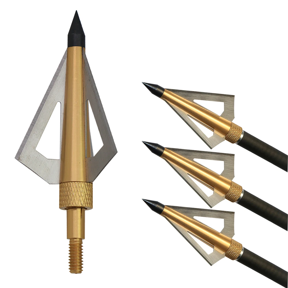 Buy 12pcs Gold 125Grain Sharp Arrowhead 3 Fixed Blades
