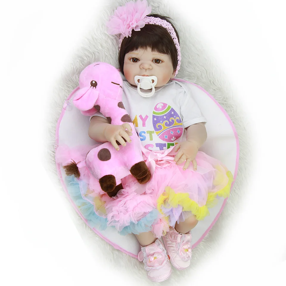 

NPK 23" Full Body Silicone Reborn Baby princess doll toy bathe Play House dolls bebe toddler reborn bonecas kids gift doll toys