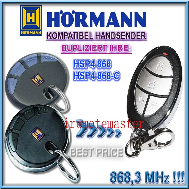 

2pcs Hormann hse2 868 garage door remote control Compatible remote duplicator free shipping