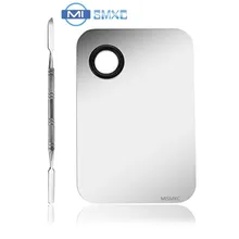 MISMXC 5″*3″ Makeup Palette Cosmetic Palette with Spatula Tool(Stainless Steel,Silver)