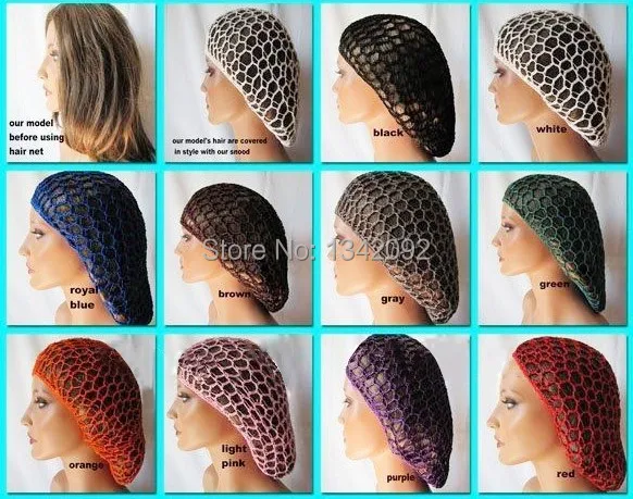 

NEW 2014 Spring Soft Rayon Snood Hat Hair Net Crocheted Hair Net Cap Assort Colors 60PCS/LOT