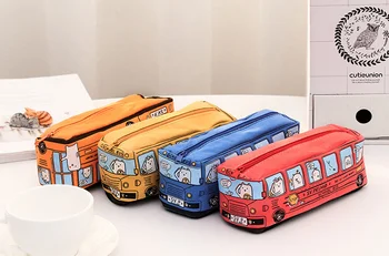 

Cartoon car bus Pencil Case Simple canvas pencil bag Storage Organizer Bag for kids gift School Supply Escolar