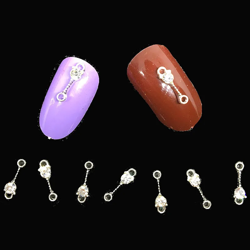 

Silver Baseball Bat Nail Art Decorations Metal 3d Nail Charms Crystal Decor Bijoux NailArt Supplies Steam Punk Diamond Design