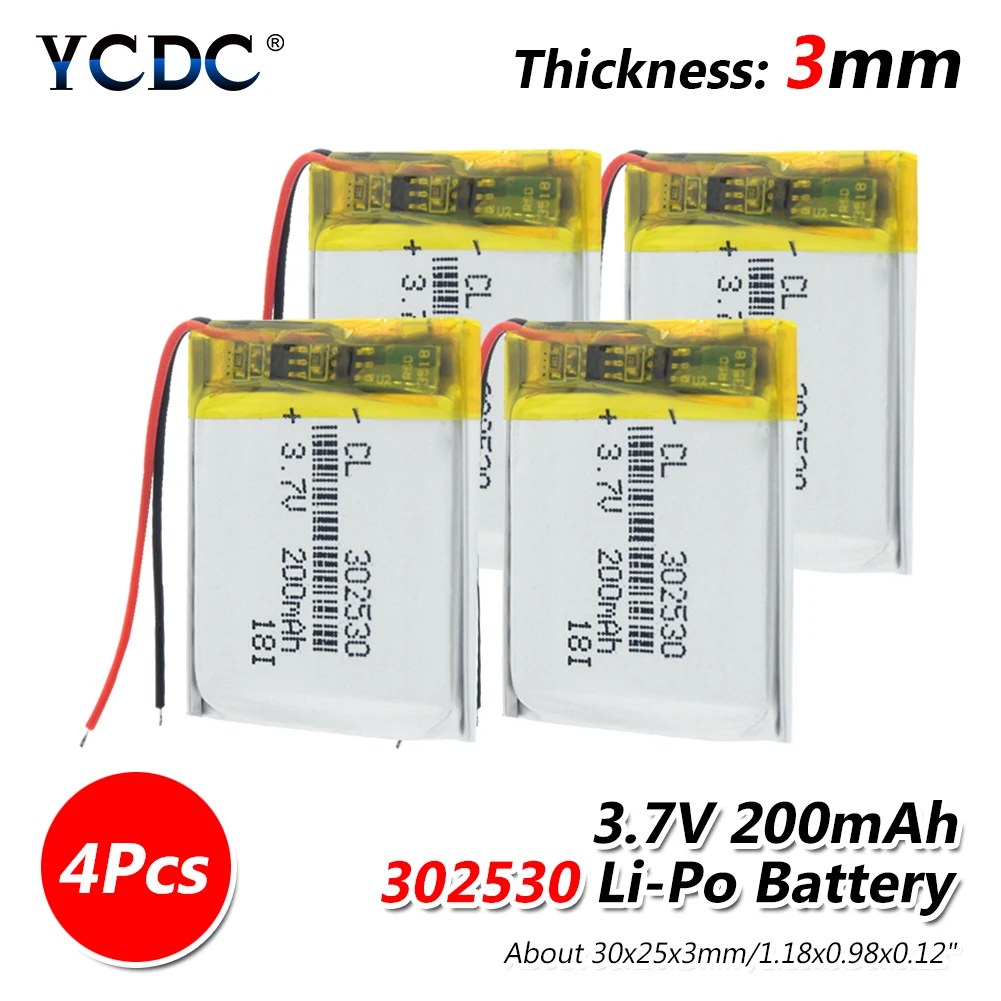 302530 ячеек 3 7 V 200mAh литий ионный аккумулятор полимерный Li Po Lipo для MP3 MP4 DVD gps часы