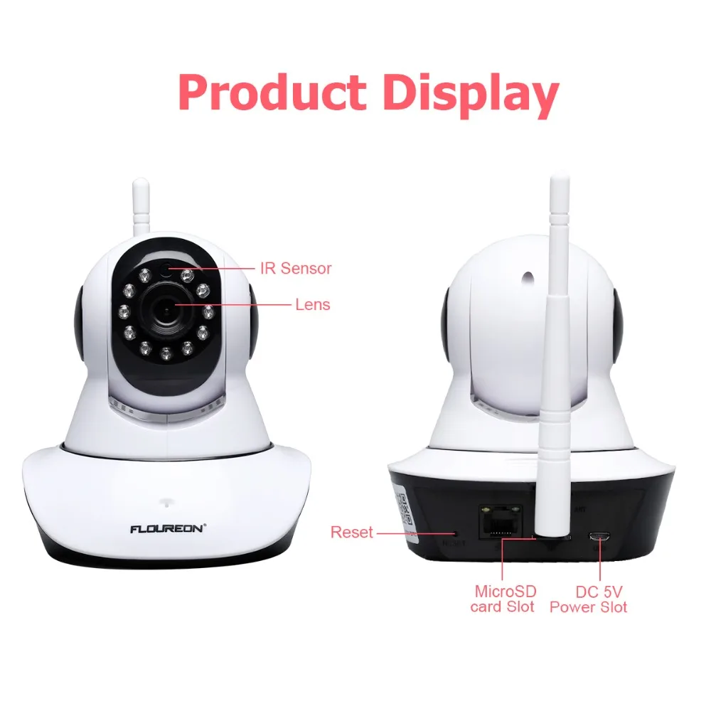 Floureon Q3 720 P Беспроводной ip-камера 1.0MP видеонаблюдения Pan/Плитка ночного видения Wi-Fi камера Видеоняни и радионяни 2 аудиоданных cam