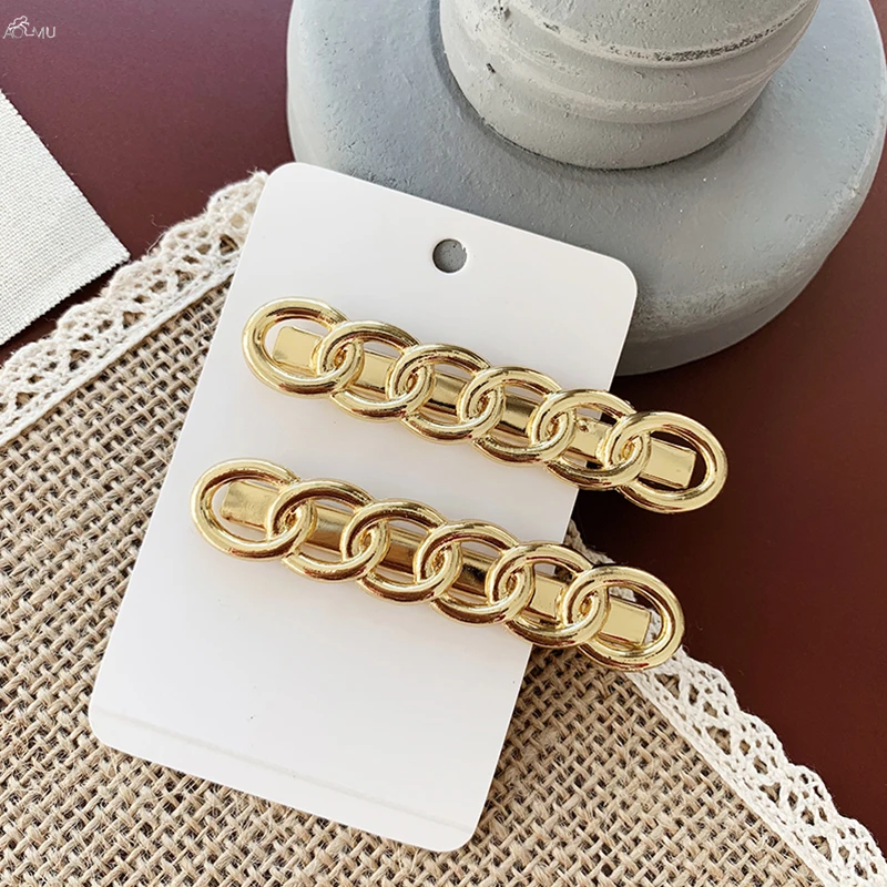 

AOMU 1PC Minimalism Metal Chain Hairpins Gold Color Long Barrettes Hair Clips for Women Korea Fashion Hair Accessories