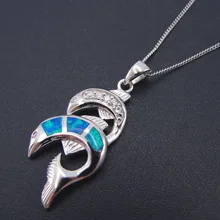 Модные стильные женские ювелирные изделия голубой огненный опал кулон в виде рыбы стерлингового серебра 925 кулон ожерелье Подвески без цепочки