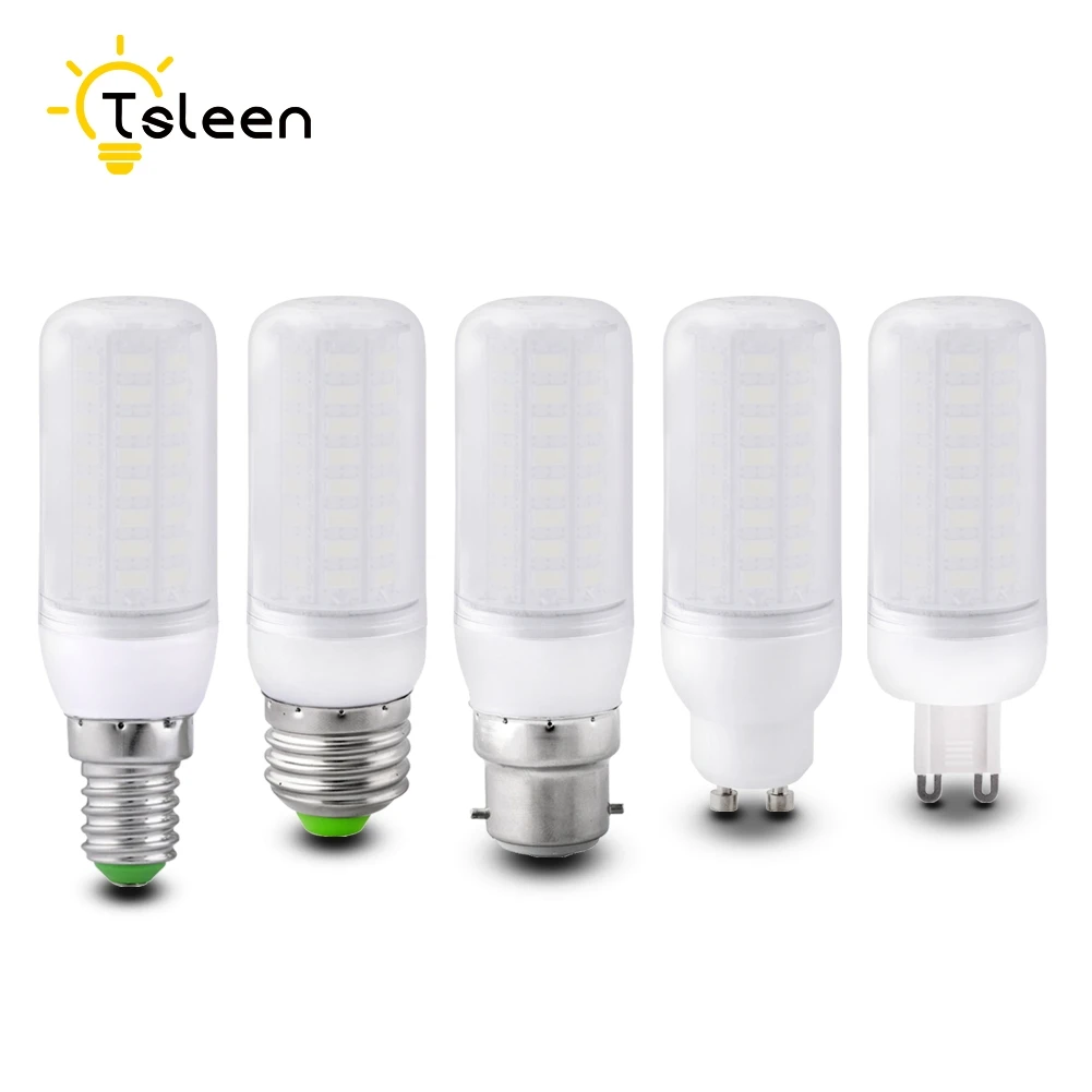 

E27 E14 G9 GU10 B22 220V Led Light Smart IC Power 5730 Corn Bulb lampadas 24 36 48 56 69 72Leds lampada led Lamp Candle Lighting