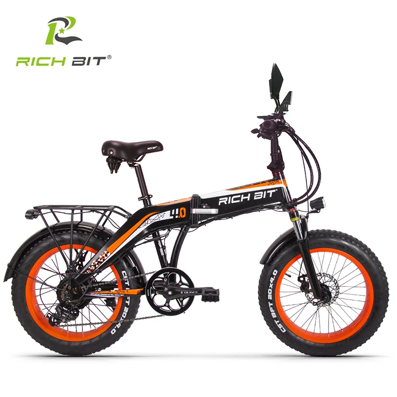 RICHBIT 500 Вт 48 в 20 дюймов Fat Tire Электрический велосипед Ebike складной Снежный Электрический велосипед Подвеска поворотные огни Mirror дисковый тормоз