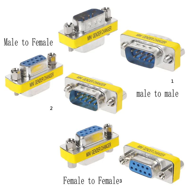 

2Pcs DB9 MINI Gender Changer Adapter 9Pin RS232 Com D-Sub VGA Plug Connect