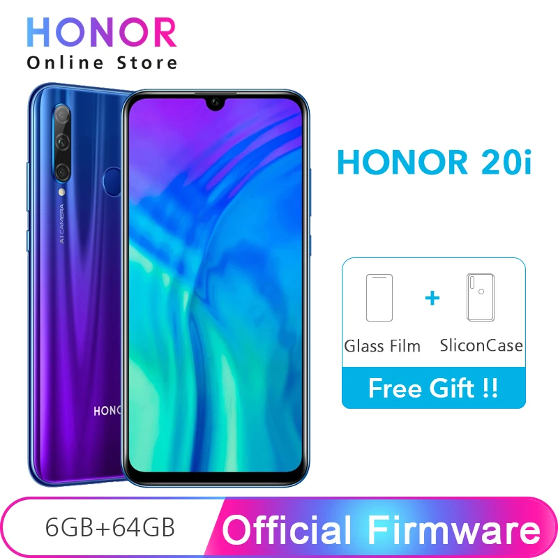 

Google Play Honor 20i 64GB / 128GB Smartphone Front 32MP Rear 24MP Triple Cameras Kirin 710 6.21" 2340X1080 Screen 3400mAh