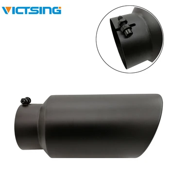 شراءVicTsing 5 بوصة مدخل 7 بوصة المخرج العالمي الأسود الفولاذ المقاوم للصدأ الترباس على العادم تلميح الذيل الخمار الذيل الحلق العالمي 15 بوصة