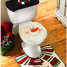 Горячая 3 шт./компл. не одноразовые мультфильм Рождество крышку унитаза Османов коврики бак крышка+ полотенце устанавливает ткань Genius снеговик
