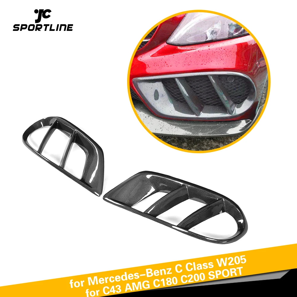Carbon Fiber Front Bumper Air Vent Cover Mesh Grill Frame for Mercedes