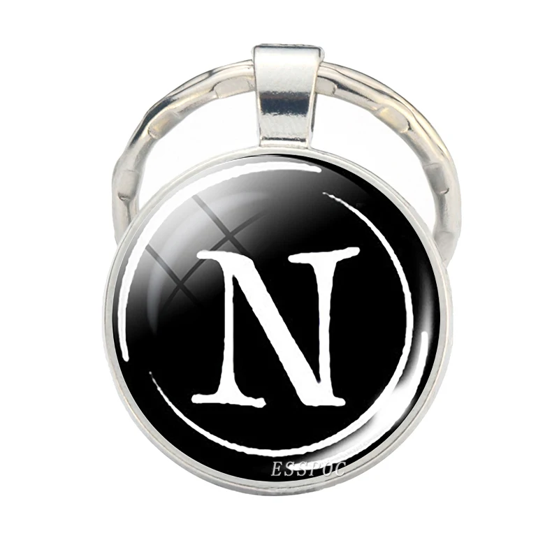 Алфавитная цепочка для ключей, кольцо 26 Английских Букв, брелки с именем, автомобильный кошелек, сумки, аксессуары для девушек, женщин, мужчин - Цвет: N