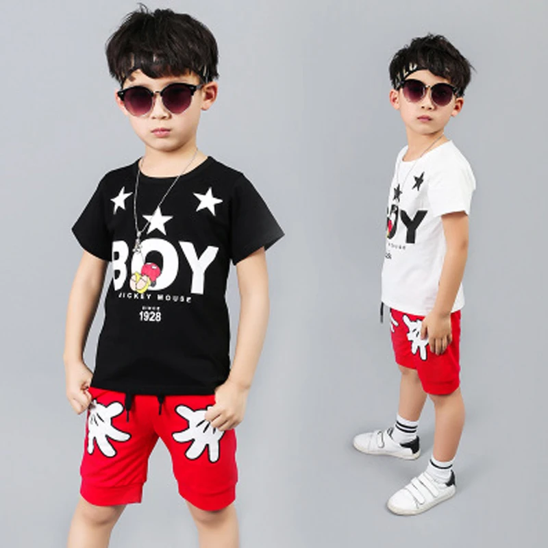 2018 Summer Clothes For Boys set tShirt +shorts cartoon minnie Toddler