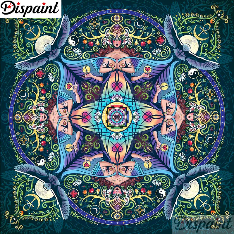 Dispaint Voll Platz Runde Bohrer 5D DIY Diamant Malerei Mandala 