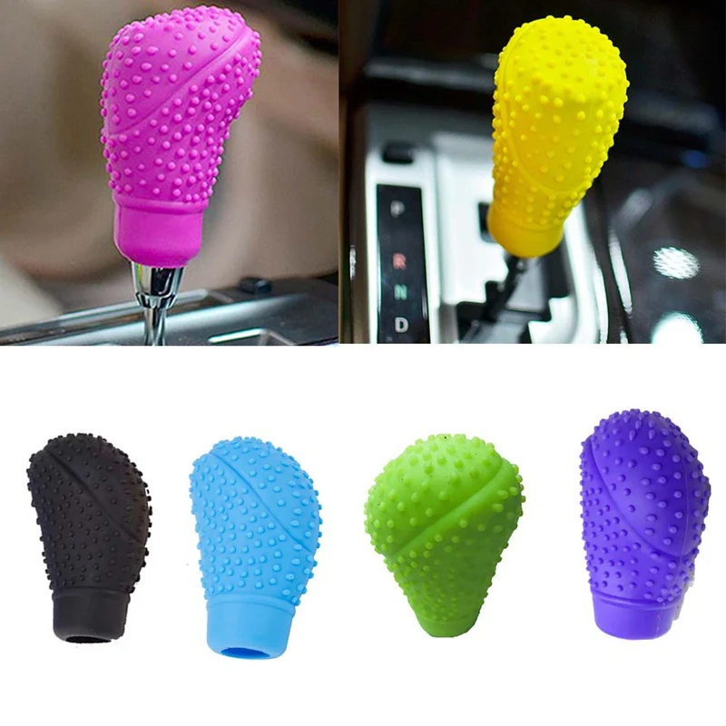 

1Pc Car Auto Ovel Shaped Silicone Gear Shift Knob Cover Manual Automatic Nonslip Lever Shifter Knobs Case Protector Stick