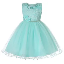 Свадебное платье для маленьких девочек летнее платье для девочек кружевное платье принцессы для переводка Детский костюм на день рождения 120 140