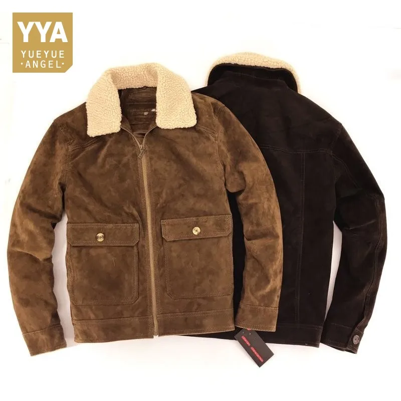 

Fashion Men Air Force Flying Jacket Fur Collar Pigskin Genuine Leather Jacket Man Casual Slim Fit Biker Outwear Coat Plus Size