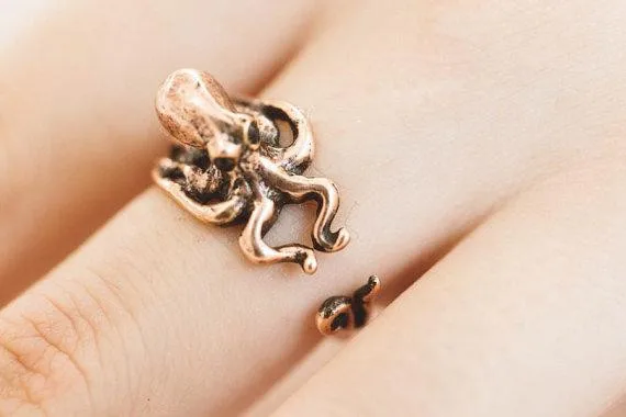 Новая мода Осьминог кольцо, морские животные, регулируемые кольца, Винтаж, идея подарка