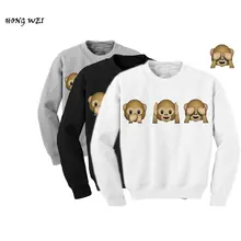 HONG WEI Sudaderas Mujer Autumn Casual Cartoon Kawaii Cute 3D Sweatshirt Women Monkeys Adventure Time Sweat