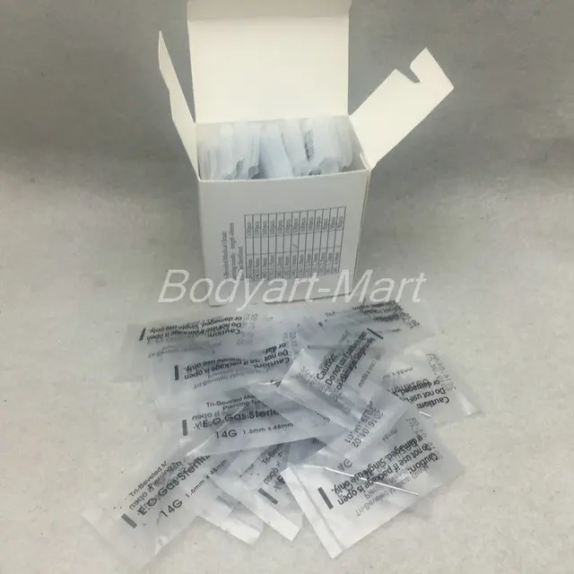 Lot Of 100PCS 14G Sterile Steel Body Piercing Needles Supply PNB-14G Lot Of 100PCS 14G Sterile Steel Body Piercing Needles Supply PNB-14G