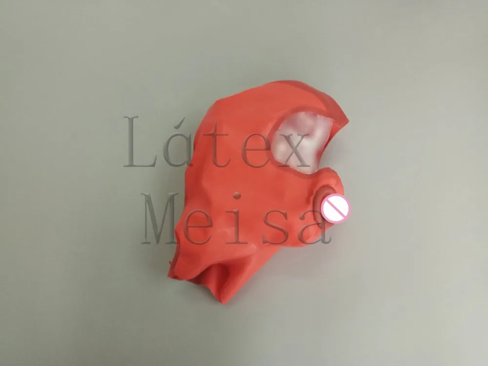 Латексные маски для взрослых резиновые колпаки с открытым лицом и исключают презервативы с красной и темно-красной отделкой на молнии сзади