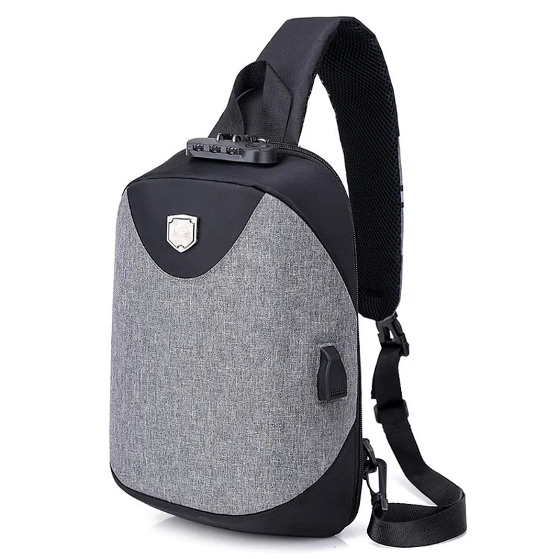 Отдых с Usb Интерфейс на одно плечо с несколькими Функция Грудь сумка Повседневное тенденция Сумки-холсты