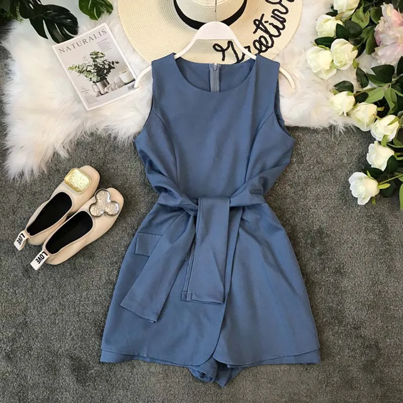 Summer Casual Romper Women Playsuit Sleeveless Bodysuit Wide-Legged Holiday O-Neck Overalls For Women Feminino Combinaison Femme Summer Casual Romper Women Playsuit Sleeveless Bodysuit Wide-Legged Holiday O-Neck Overalls For Women Feminino Combinaison Femme