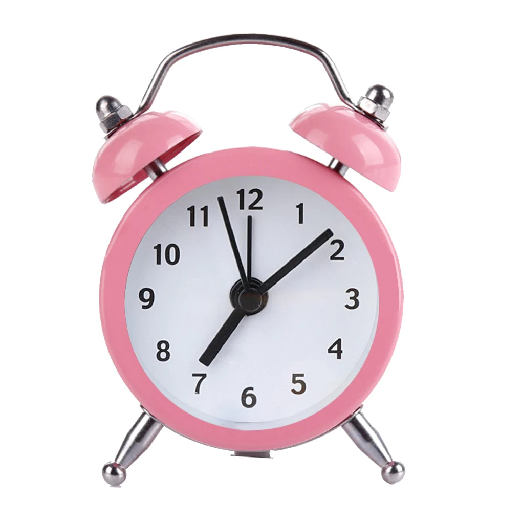Mini Round Alarm Clock Desktop Table Bedside Clocks Kids Adults Travel