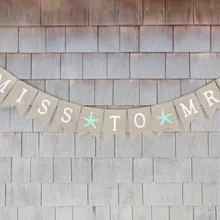 Пользовательские Miss To Mrs starfish пляжные свадебные мешковины баннеры морской свадебный душ помолвка тканевые гирлянды фото реквизит знаки