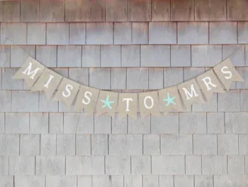 

custom Miss To Mrs starfish beach wedding burlap Banners nautical bridal shower engagement Buntings garlands Photo Prop signs