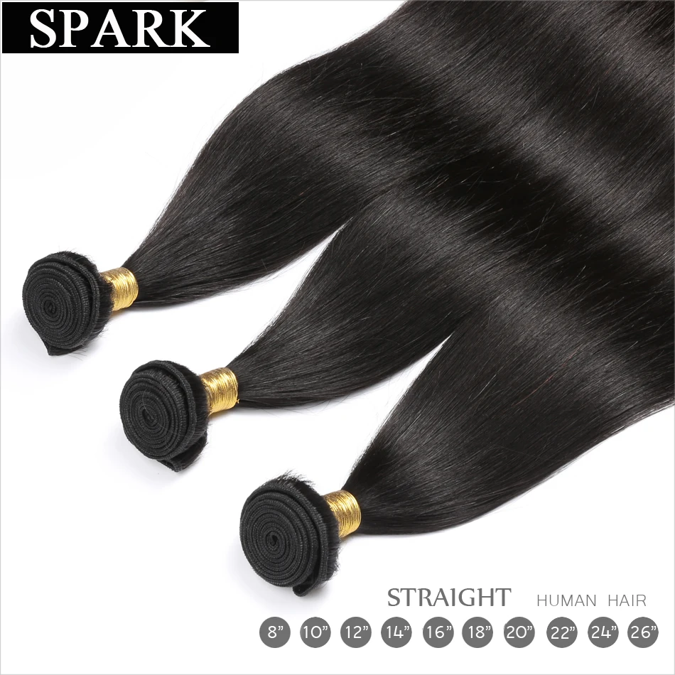 SPARK Hair, бразильские натуральные волосы, прямые, 1 шт., вплетаемые пряди, необработанные человеческие волосы для наращивания, можно окрашивать и отбеливать