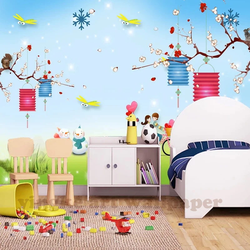 Custom 3d boys kids cartoon simple wallpaper mural